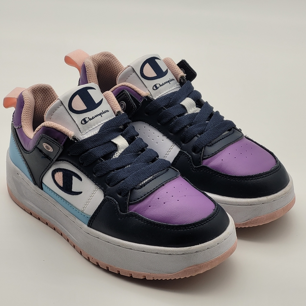 Champion Women's Drome Lo CB W Sneakers White/Navy/Candid/Mauve Size 6W, Used